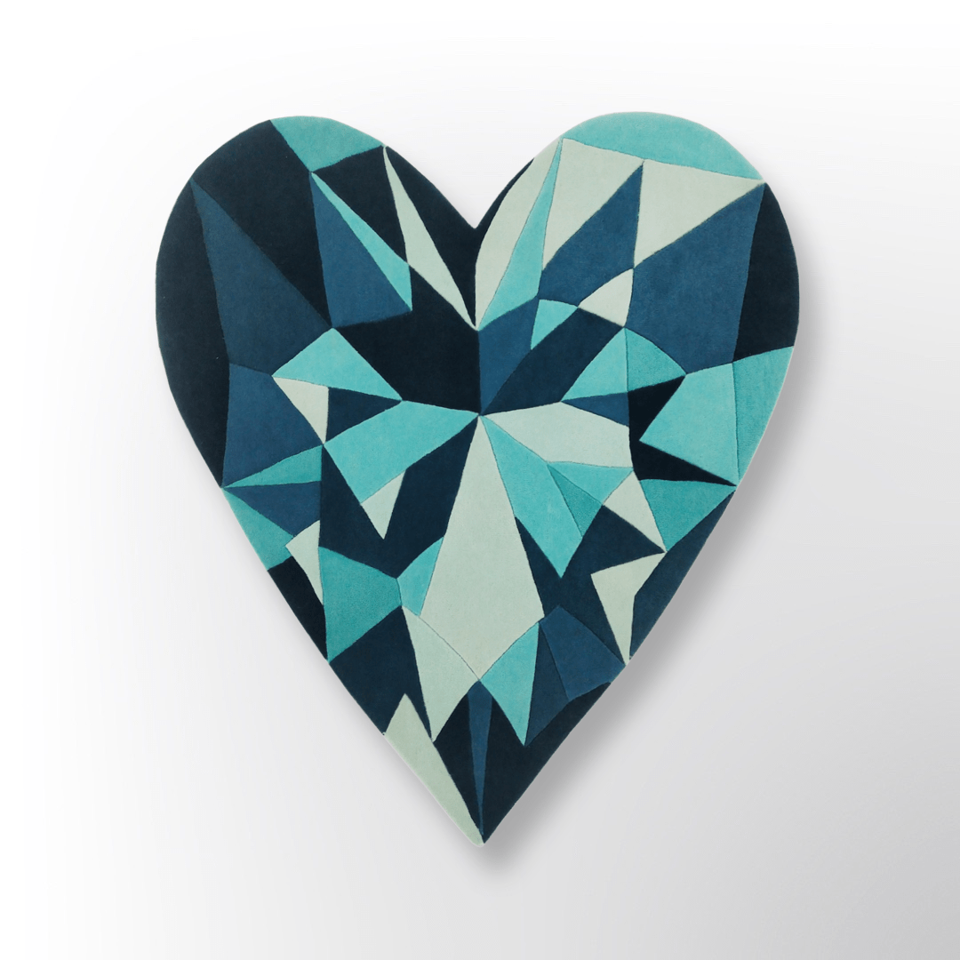 Blue Diamond Heart Gem Rug - Wear The House