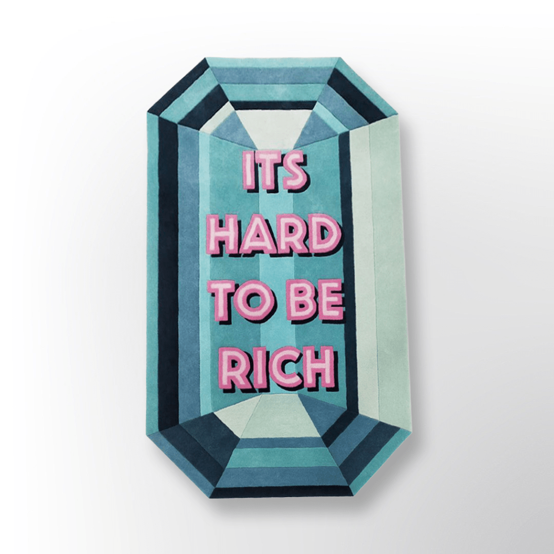Custom - ITS HARD TO BE RICH - Emerald Gem Rug - Wear The House