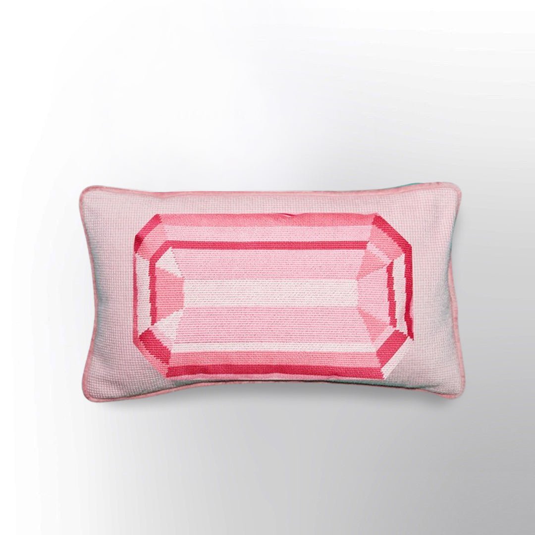 Mini Rose Quartz Embroidered Needlepoint Pillow - Wear The House