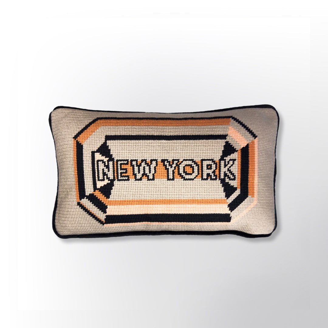 New York Gem Embroidered Needlepoint Pillow - Wear The House