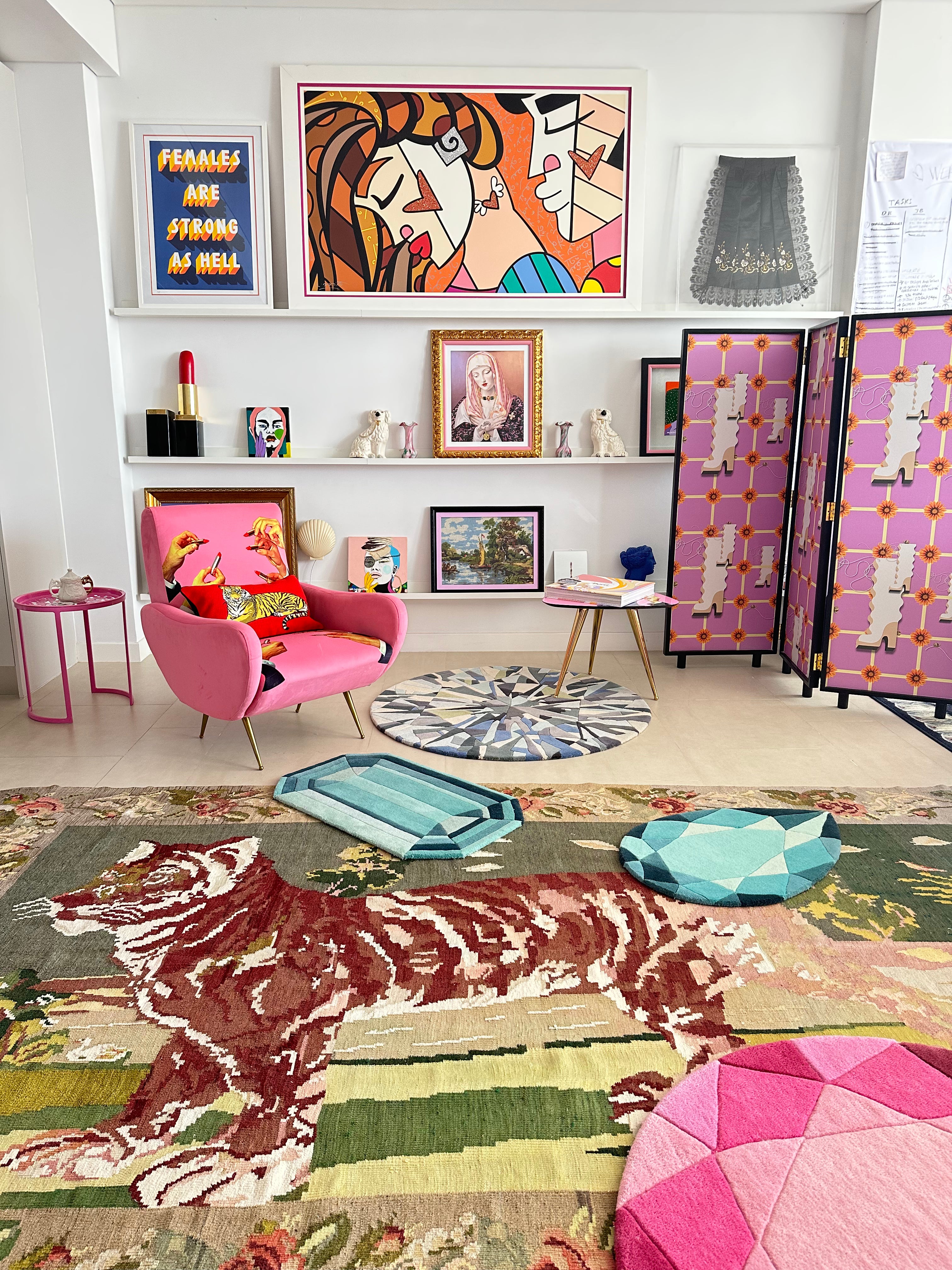 Blue Diamond Round Gem Rug