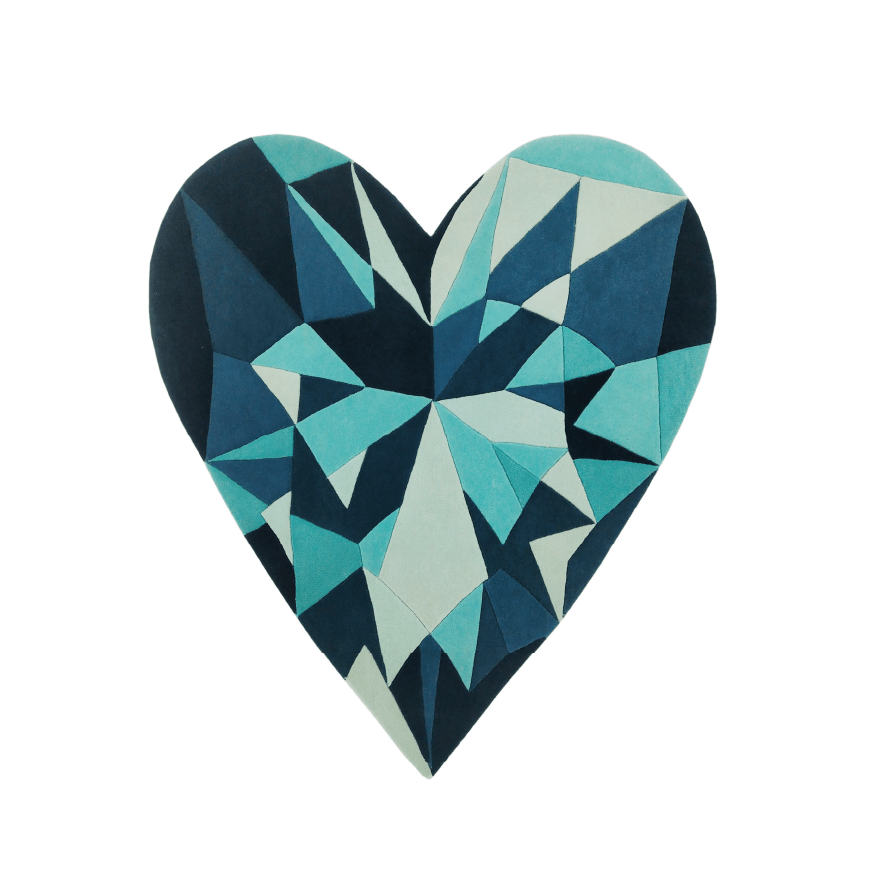 Blue Diamond Heart Gem Rug - Wear The House
