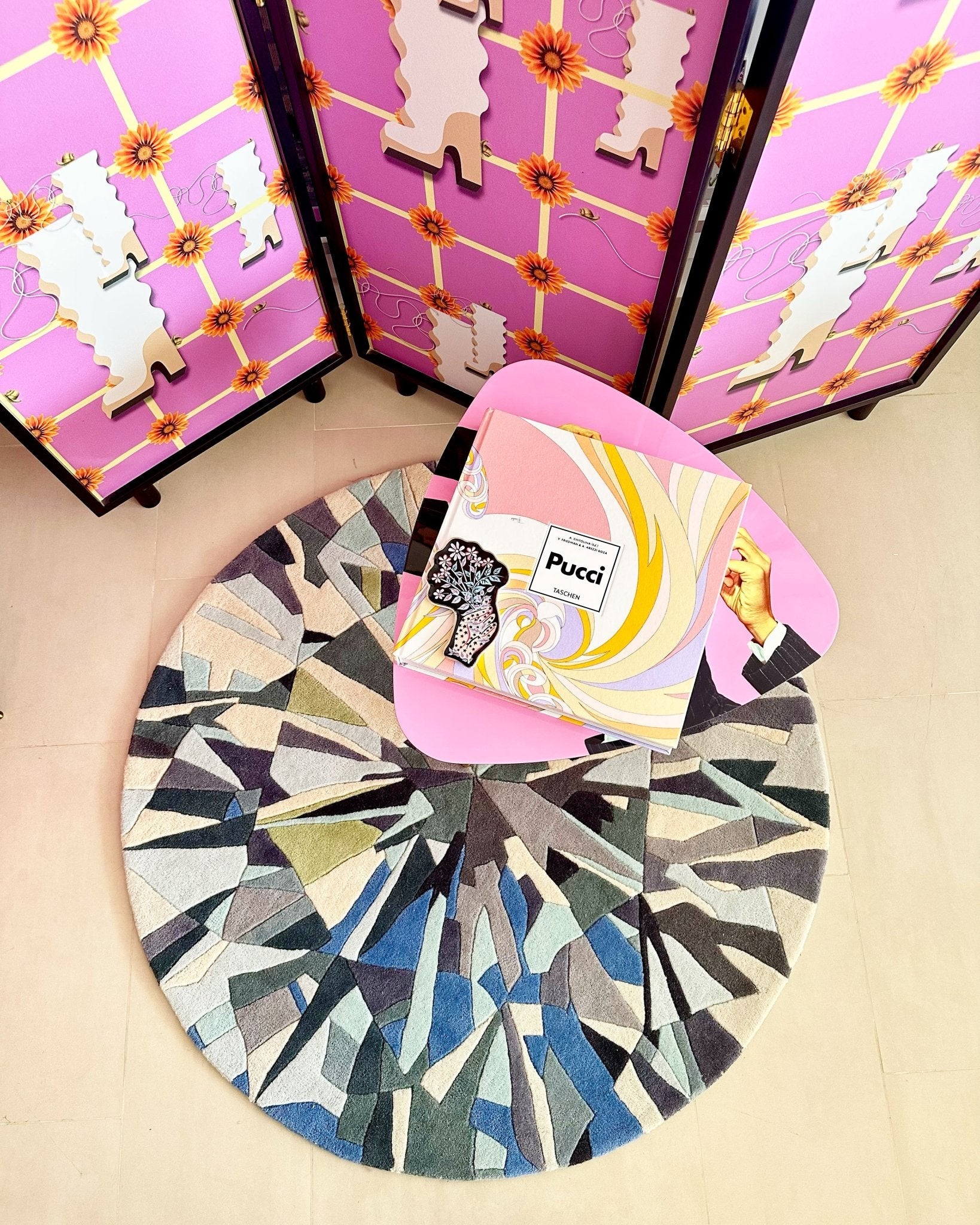 Blue Diamond Round Gem Rug - Wear The House