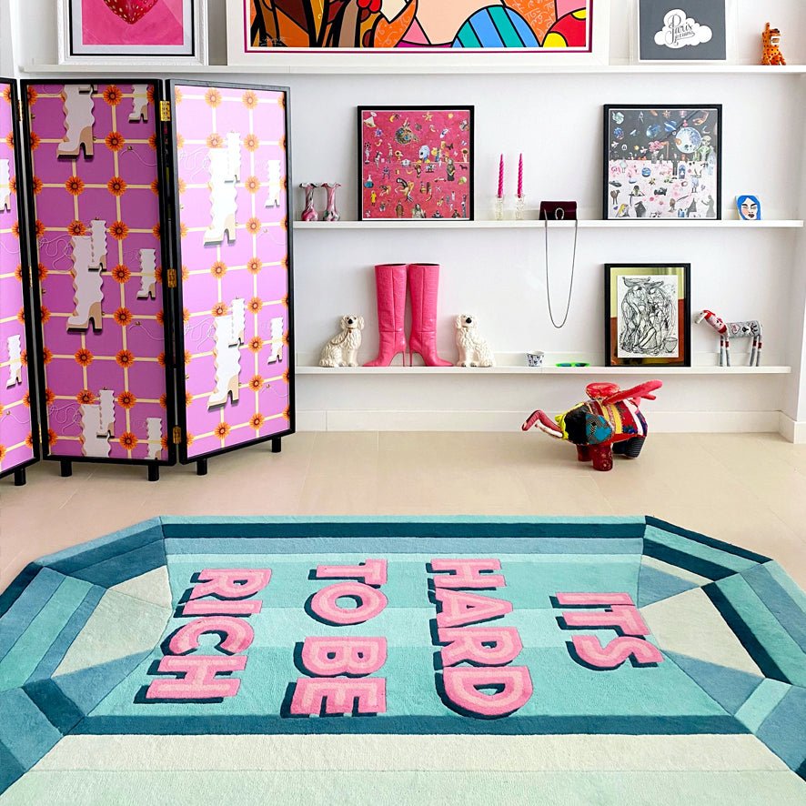 Custom - ITS HARD TO BE RICH - Emerald Gem Rug - Wear The House