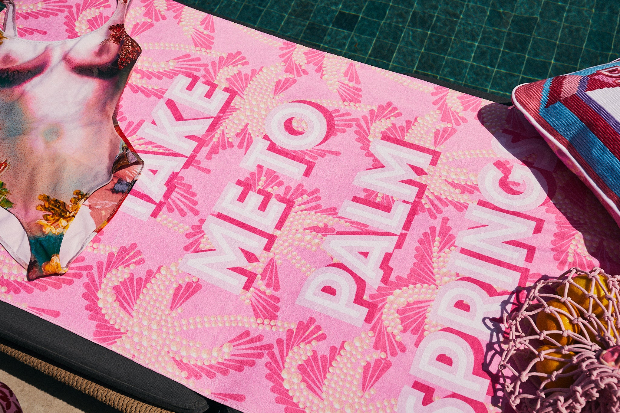 "Take Me To Palm Springs" Beach Towel