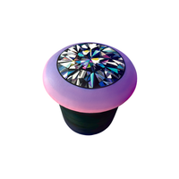 Diamond Art Pouf, a round lilac pouf with a painted diamond top