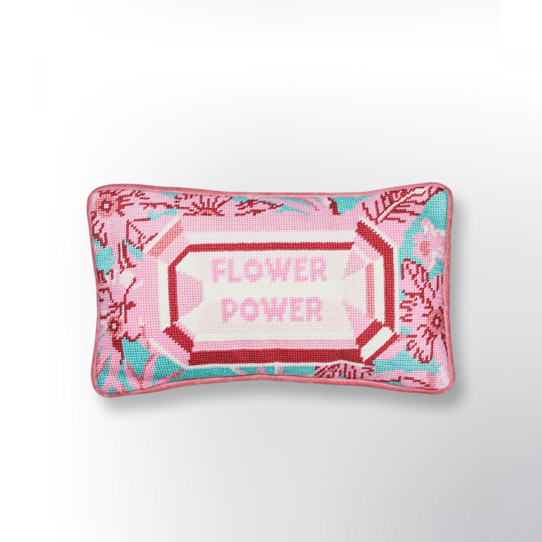 Flower Power Needlepoint Pillow