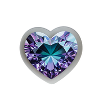 Moonlight Love Heart Artwork, a heart shaped gem painting in lilac and blue with a silver edge