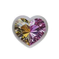 Sunshine Love Heart Artwork, a heart shaped gem painting in pink and gold with a silver edge