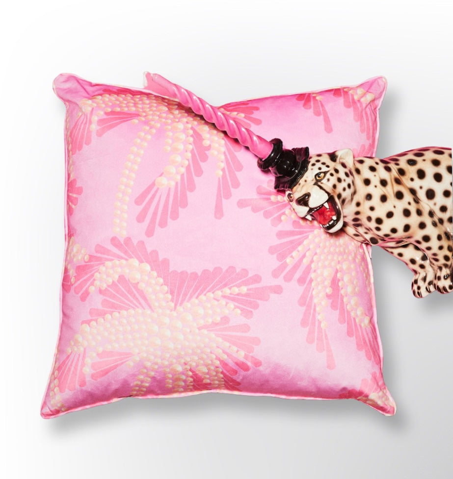 Pink Pearl Palm Tree Velvet Cushion