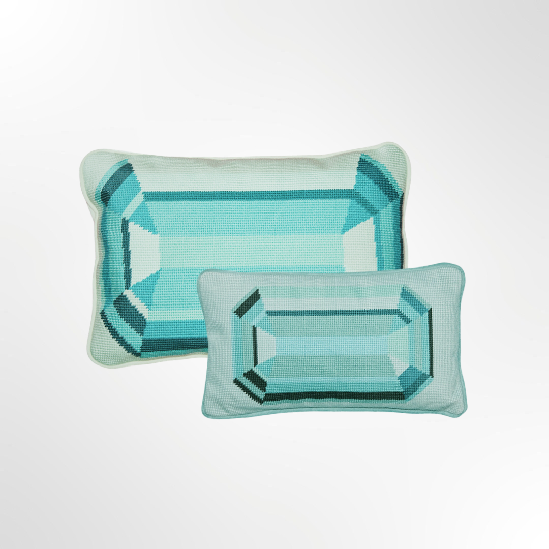Blue Emerald Needlepoint Pillow Bundle - Save over 30%