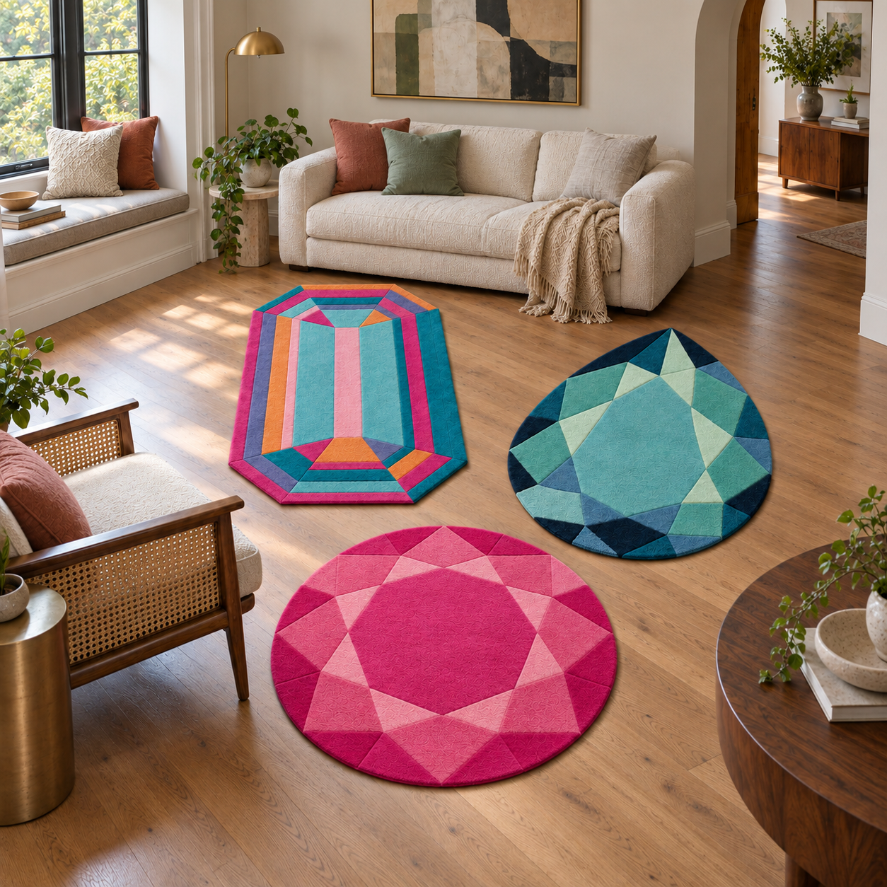 Gem Cluster Rug Set (Sydney, Turquoise, Rose Quartz)