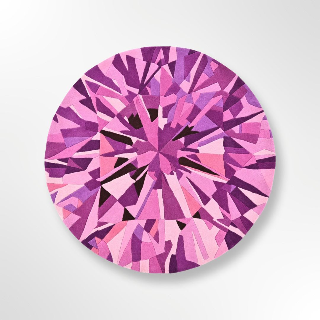 Pink Diamond Round Gem Small Rug