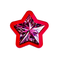 Ruby Star Artwork, a star shaped gem painting in red and pink with a red edge