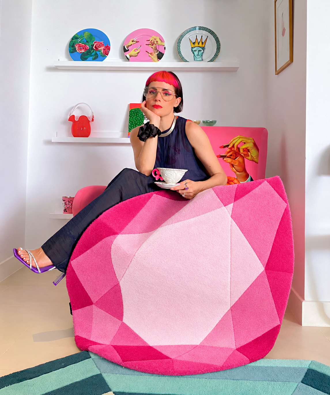 Rose Quartz Drop Gem Rug