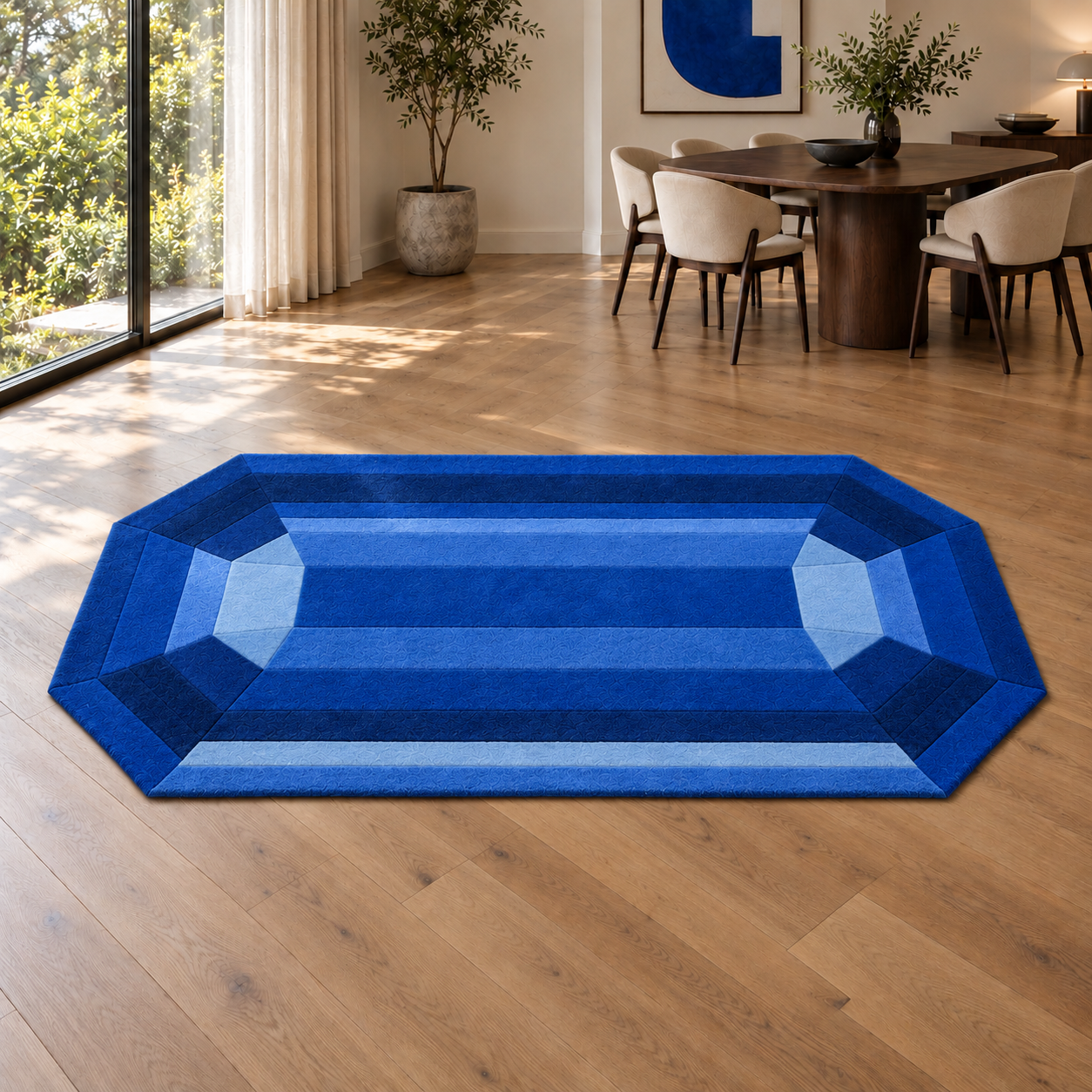 Blue Sapphire Emerald Gem Rug