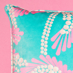 Turquoise Pearl Palm Tree Velvet Cushion