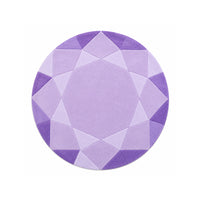 Amethyst Lilac Round Gem Rug, a round brilliant cut gem shaped wool rug in lilac and lavender