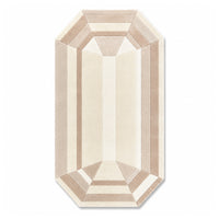 Beige Emerald Gem Rug, an emerald cut gem shaped wool rug in sand, oat and cream