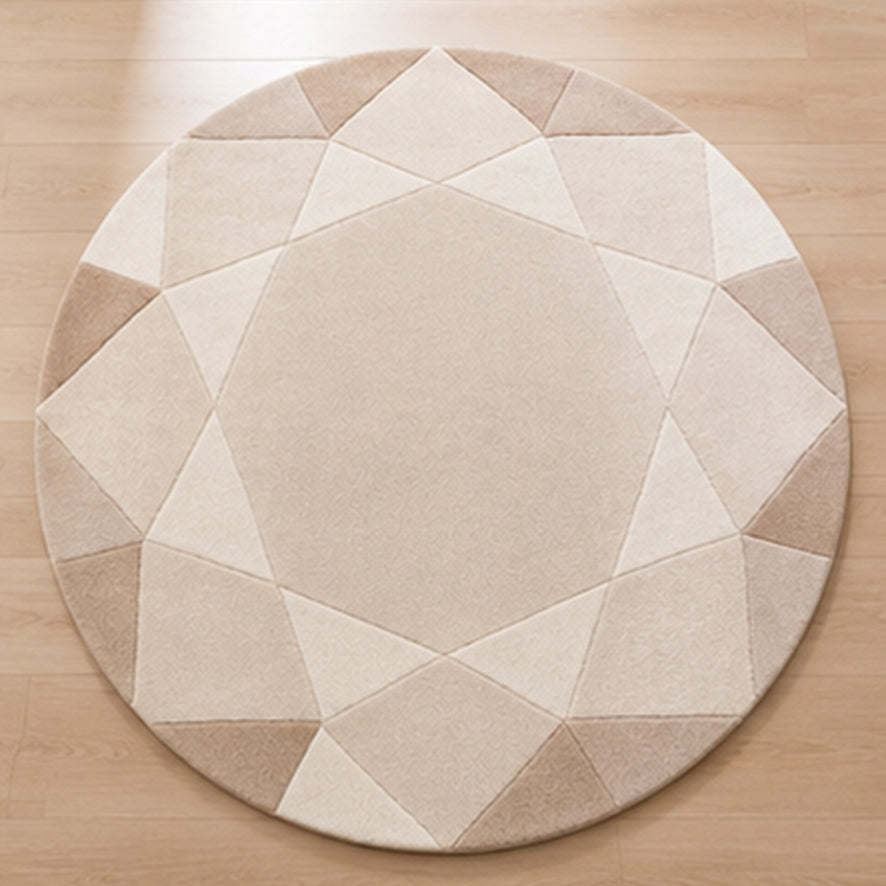 Close-up of the carved facets on the Beige Round Gem Rug