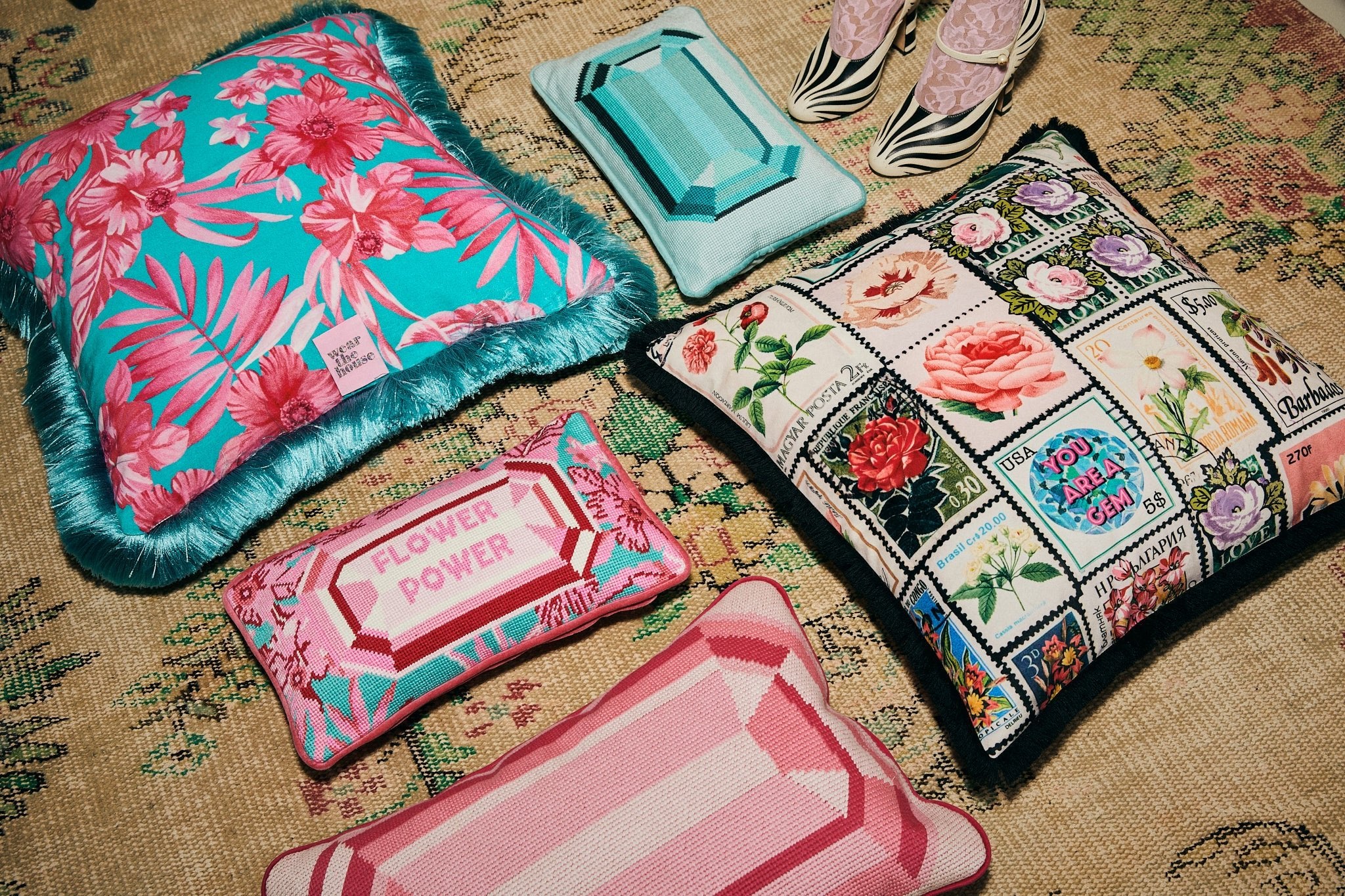 Flower Power Needlepoint Pillow - Wear The House