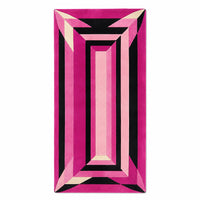 Miri Baguette Gem Rug, a baguette cut gem shaped runner rug in hot pink and black