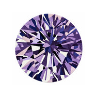 Purple Diamond Round Gem Rug, a round brilliant cut diamond shaped wool rug in purple, lavender and white