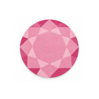 Rose Quartz Round Gem Rug, a round faceted rug in blush, dusty rose and petal pink, lay-flat view