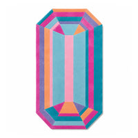Sydney Emerald Gem Rug, an emerald cut gem shaped wool rug in teal, hot pink, orange and lilac