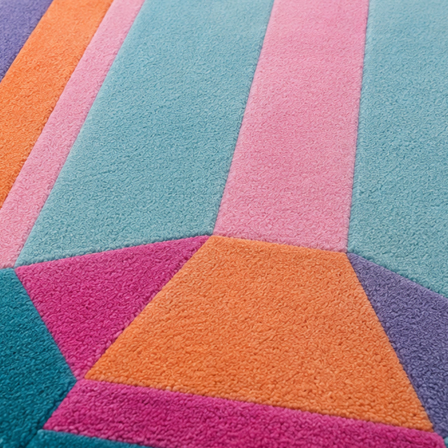 Detail of the multicolor facets on the Sydney Emerald Gem Rug