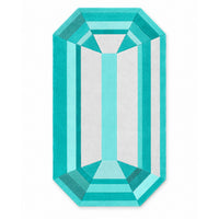 Tia Emerald Gem Rug, a faceted emerald cut rug in robin's egg and aqua blue, lay-flat view
