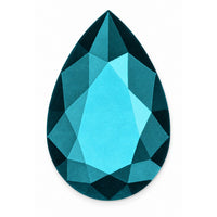 Turquoise Drop Gem Rug, a pear-shaped drop cut rug in turquoise, aqua and teal, lay-flat view