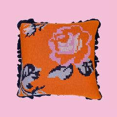 Friendship Knitted Rose Cushion